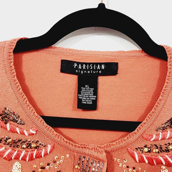 Parisian Signature Beaded Button Front Knit Cardigan Sweater Women's Size XL - Picture 11 of 12